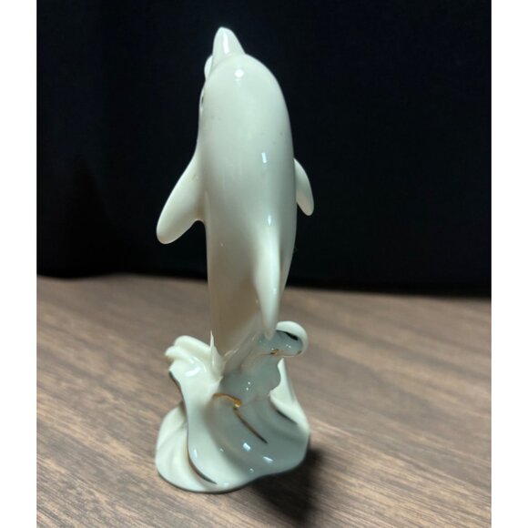 Lenox Handcrafted Porcelain Dolphin Figurine in Cream & Gold Vintage 1990 - Picture 4 of 9